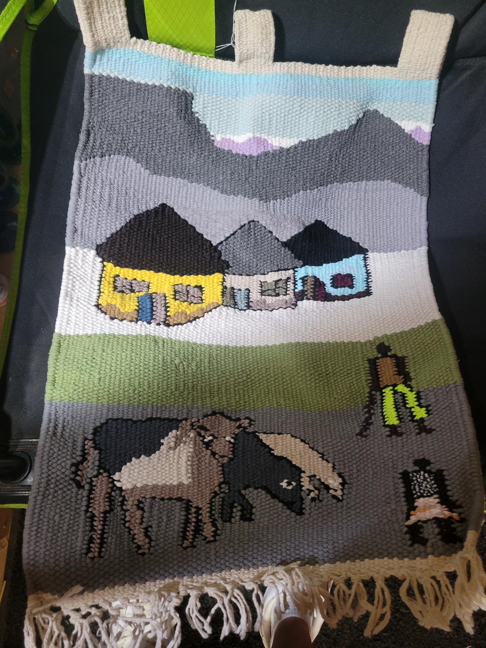 Vintage Vibrant Handwoven Landscape Tapestry